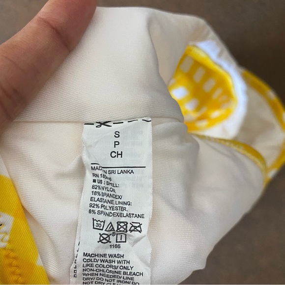 High Waist Gingham Yellow Swim Bottom - Picture 5 of 7